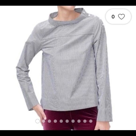 J.Crew Funnelneck striped shirt  - Picture 1 of 7